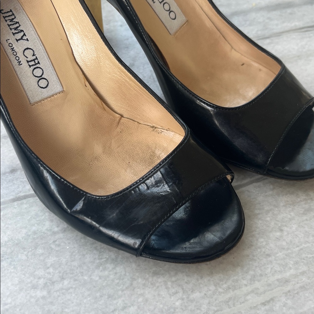 Jimmy Choo Black Peep Toe Pumps - Picture 3 of 10